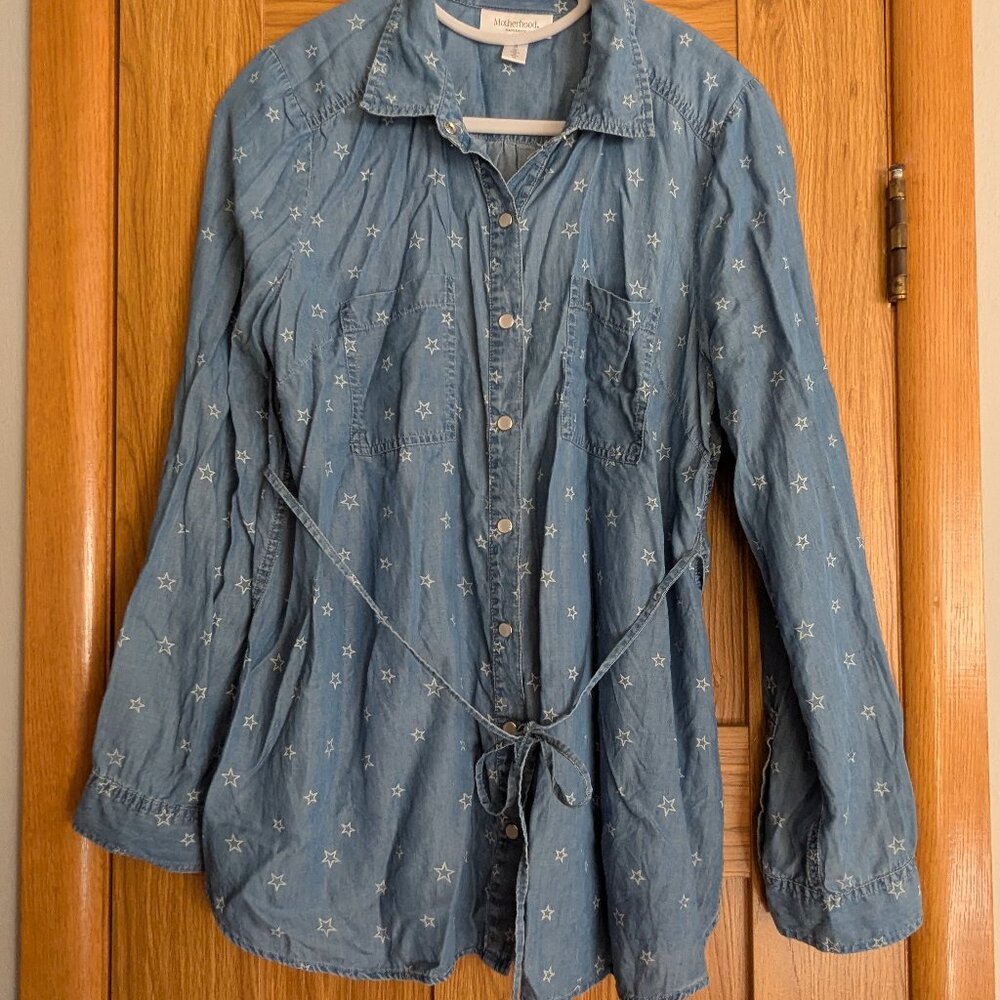 Motherhood Maternity Soft Denim Button Up Shirt - Size M